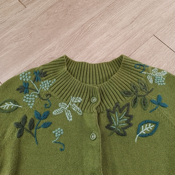 Architect Embroidered Cotton Wool Blend Button Down Cardigan Sweater - Picture 3 of 14